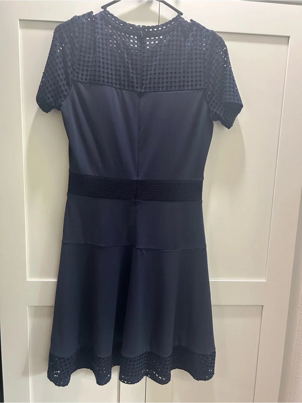 Michael Kors Navy Eyelet Yoke Short Sleeve dress